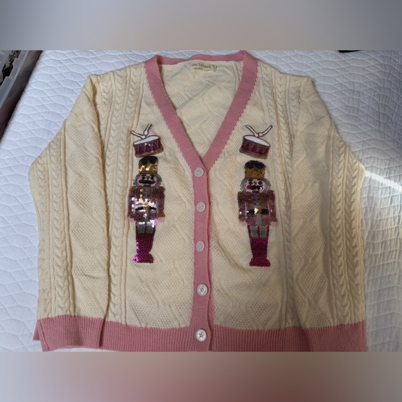 Grace + Emma Cream and Pink Nutcracker Cardigan - Picture 7 of 9